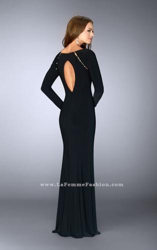 Picture of: Long Sleeve Dress with Rhinestone Shoulders in Black, Style: 23479, Back Picture