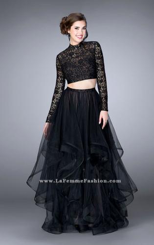 Picture of: Long Sleeve Two Piece Prom Dress with Pockets in Black, Style: 23924, Detail Picture 2
