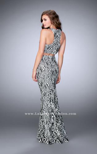 Picture of: Two Piece Multi-Colored Lace Dress with Racer Back in Black, Style: 23976, Back Picture