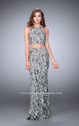 Picture of: Two Piece Multi-Colored Lace Dress with Racer Back in Black, Style: 23976, Detail Picture 1