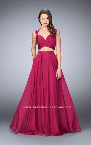 Picture of: Two Piece A-line Chiffon Dress with Sweetheart Neckline in Pink, Style: 23979, Detail Picture 2