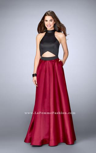 Picture of: Long Mikado A-line Dress with Cut Outs and Pockets in Red, Style: 24135, Main Picture