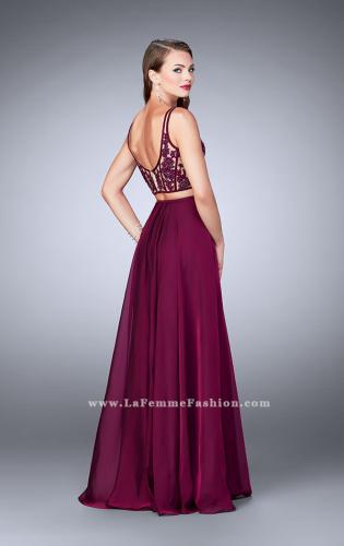 Picture of: Two Piece A-line Dress with Sheer Lace Bustier Top in Pink, Style: 24237, Back Picture