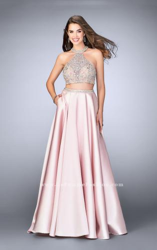 Picture of: Two Piece A-line Prom Gown with Full Satin Skirt in Pink, Style: 24563, Main Picture