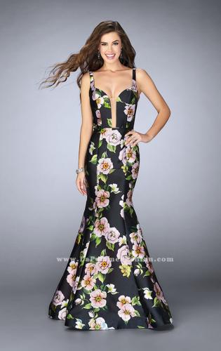 Picture of: Floral Mikado Mermaid Gown with Rectangle Neckline in Print, Style: 24589, Main Picture