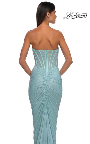 Picture of: Gorgeous Corset Style Prom Dress with Rhinestone Fabric in Aqua , Style: 33019, Detail Picture 8