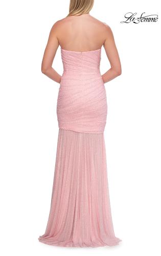 Picture of: Strapless Ruched Rhinestone Gown with Sheer Skirt in Baby Pink, Style: 33725, Detail Picture 22