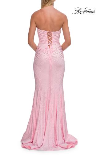 Picture of: Strapless Ruched Mermaid Gown with Lace-Up Back in Baby Pink, Style: 33360, Detail Picture 24
