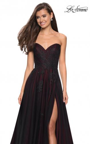 Long Sheath Sweetheart Black and Red Evening Dress – daisystyledress