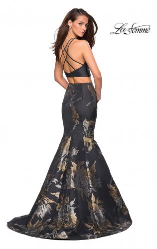 Picture of: Two Piece Mermaid Gown With High Neck Top in Black Gold, Style: 27083, Detail Picture 2