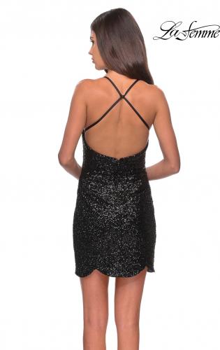 sequin black short dress