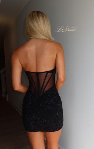Picture of: Strapless Sparkle Mini Dress in Black, Style 33324, Detail Picture 3