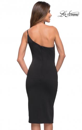 Picture of: Chic One Shoulder Midi Dress with High Slit in Black, Style 30919, Detail Picture 6