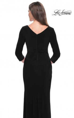 Picture of: Long Evening Dress with Wrap Style Neckline in Black, Style: 31020, Detail Picture 10