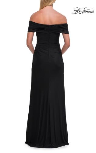 Picture of: Off-the-Shoulder Ruched Jersey Gown in Black, Style: 33273, Back Picture