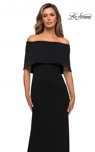 Picture of: Off the Shoulder Jersey Gown with Column Skirt in Black, Style: 28209, Detail Picture 1