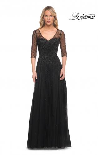 Picture of: Tulle A-line Evening Dress with Beading in Black, Style: 24894, Detail Picture 2