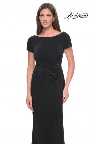 Picture of: Long Jersey Evening Dress with Rhinestone Details in Black, Style: 31773, Detail Picture 2