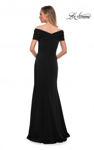 Picture of: Simply Chic Off the Shoulder Jersey Gown in Black, Detail Picture 3