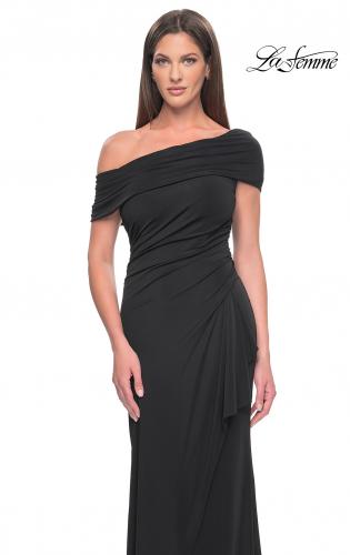 Picture of: Jersey Evening Gown with Asymmetrical Neckline in Black, Style: 31459, Detail Picture 5