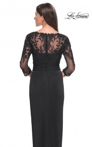 Picture of: Long Jersey Evening Dress with Lace Sleeves in Black, Style: 31659, Detail Picture 6