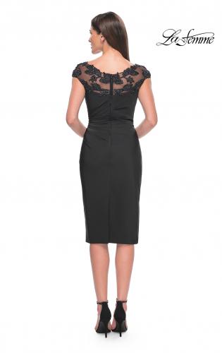 Picture of: Short Satin Evening Dress with Beaded Details in Black, Style: 31839, Detail Picture 6