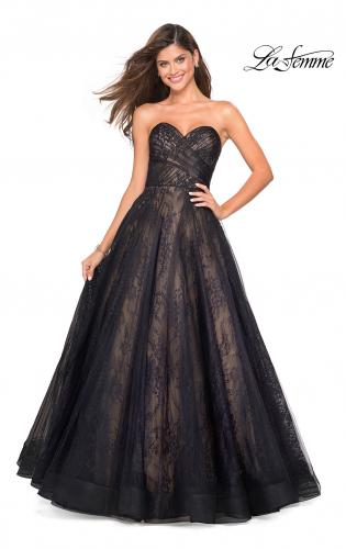 Picture of: Strapless Lace Ball Gown with Sweetheart Neckline in Black Nude, Style: 27135, Main Picture