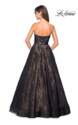 Picture of: Strapless Lace Ball Gown with Sweetheart Neckline in Black Nude, Style: 27135, Back Picture