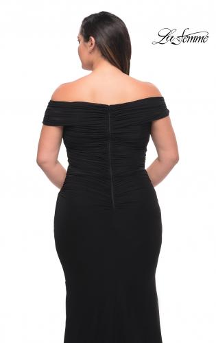 Picture of: Long Net Jersey Plus Dress with Bodice Design in Black, Style: 29635, Detail Picture 14