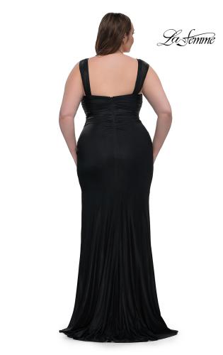 Picture of: Metallic Curve Dress with Flattering Ruching in Black, Style: 32991, Back Picture