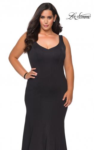 Picture of: Long Jersey Plus Size Mermaid Prom Dress in Black, Style: 28975, Detail Picture 2