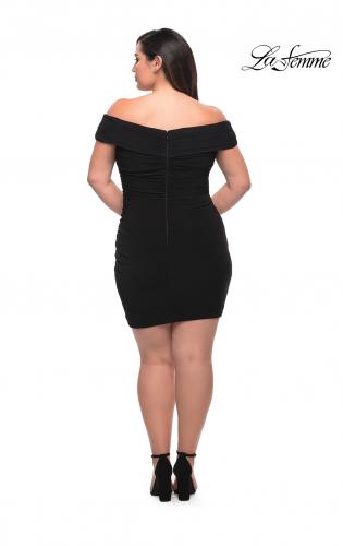 Picture of: Plus Size Short Jersey Off the Shoulder Dress in Black, Style: 29521, Detail Picture 6