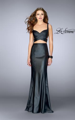 black leather long dress