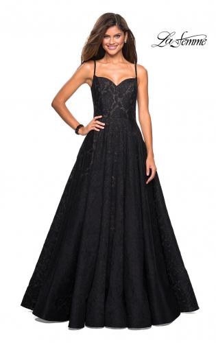 Picture of: Lace Organza Evening Gown with Sweetheart Neckline in Black, Style: 27449, Main Picture