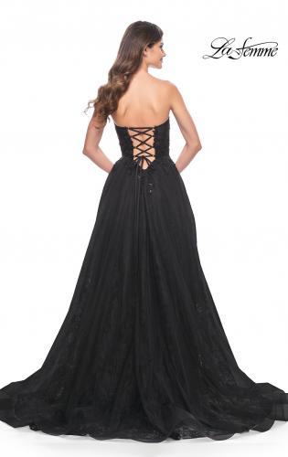 Picture of: A-Line Gown with Lace Lining and Beaded Embellishments in Black, Style: 31954, Detail Picture 8
