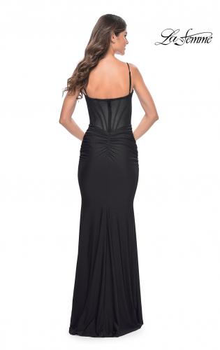 Picture of: Jersey Dress with Bustier Top and Illusion Back in Black, Style: 32257, Detail Picture 8