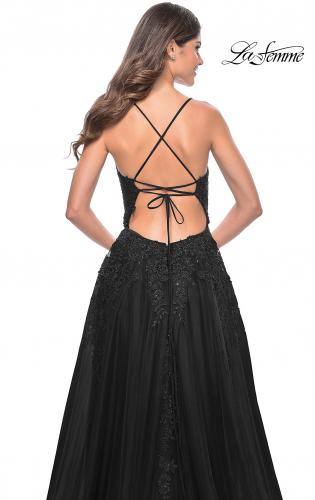Picture of: Tulle Prom Dress with Lace Detail in Black, Style: 32303, Detail Picture 8
