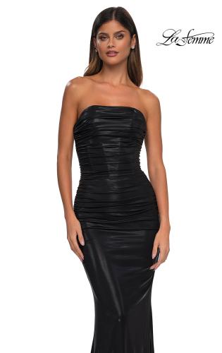 Picture of: Fabulous Metallic Jersey Ruched Strapless Dress in Black, Style: 32518, Detail Picture 9