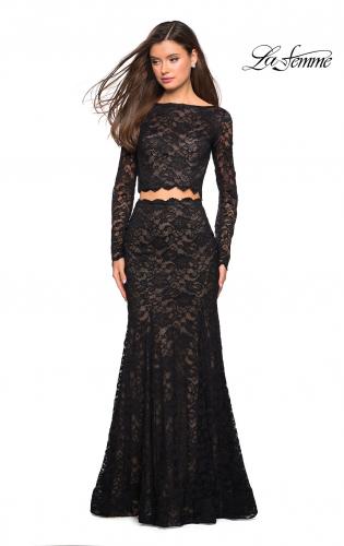 Picture of: Stretch Lace Long Sleeve Two Piece Prom Dress, Style: 27601, Detail Picture 11