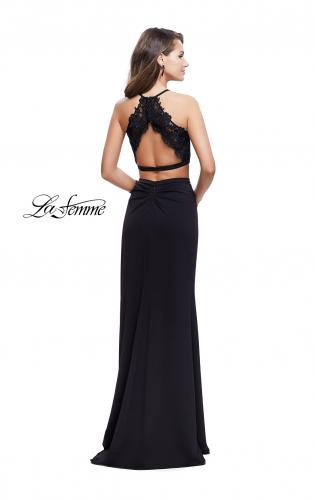 Picture of: Two Piece Prom Dress with Lace Bodice and Beading in Black, Style: 25919, Back Picture
