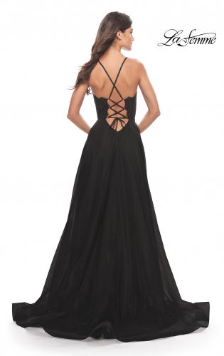 Picture of: Tulle Dress with Full Skirt and Sheer Lace Bodice in Black, Style: 31271, Back Picture