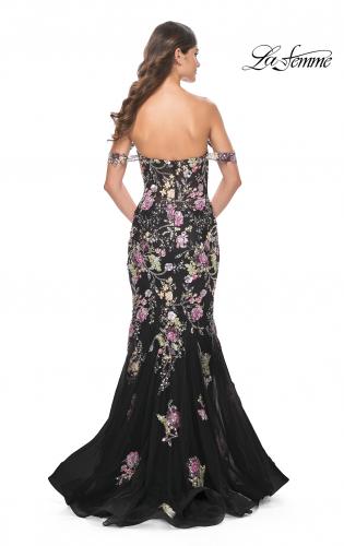 Picture of: Mermaid Prom Dress with Off the Shoulder Sleeve and Unique Sequin Lace in Black, Style: 32087, Back Picture