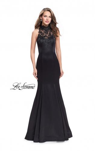 Picture of: Form Fitting Prom Dress with Denim Mermaid Skirt in Black, Style: 25792, Detail Picture 1
