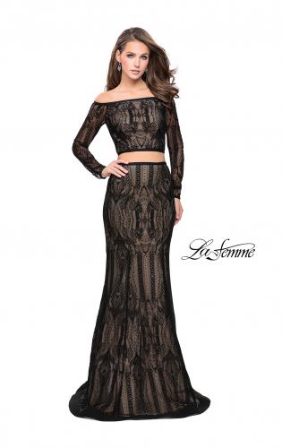 long sleeve 2 piece prom dress