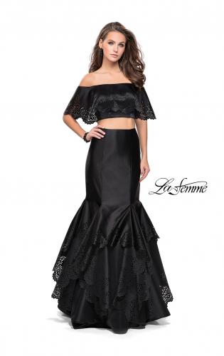 Picture of: Two Piece Off the Shoulder Prom Dress with Floral in Black, Style: 26193, Detail Picture 1