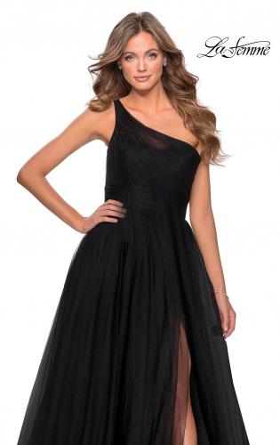 la femme one shoulder jersey gown