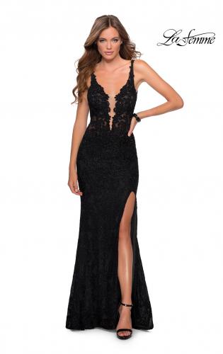 black fitted ball gown