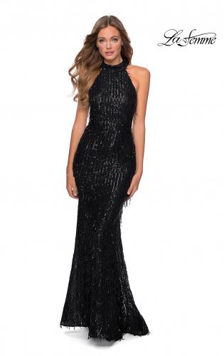 High neck black formal dress outlet