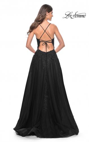 Picture of: Tulle Prom Dress with Lace Detail in Black, Style: 32303, Detail Picture 3