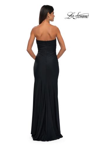 Picture of: Strapless Evening Dress with Beading Detail on Slit and Neckline in Black , Style: 32360, Detail Picture 4